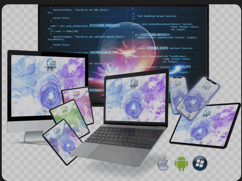Colorful planetary graphics on a computer screen for astrology and predictions.